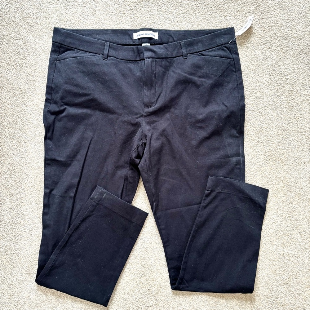 NWT Amazon Essentials Black Work Pants Size 16 Classic Straight Leg